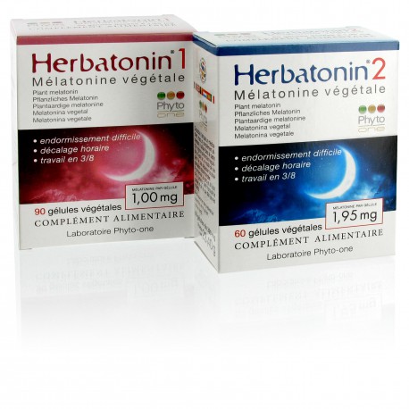 Mélatonine végétale : 1 x Herbatonin 1 + 1 x Herbatonin 2 